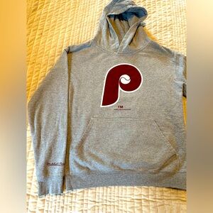 Mitchell & Ness Gray Phillies Hoodie with Maroon Logo